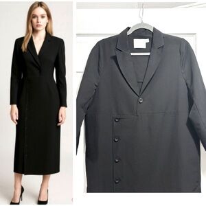 ASOS Long Black Dress Trench Coat Dress Blazer Button Detail Pockets Size 6